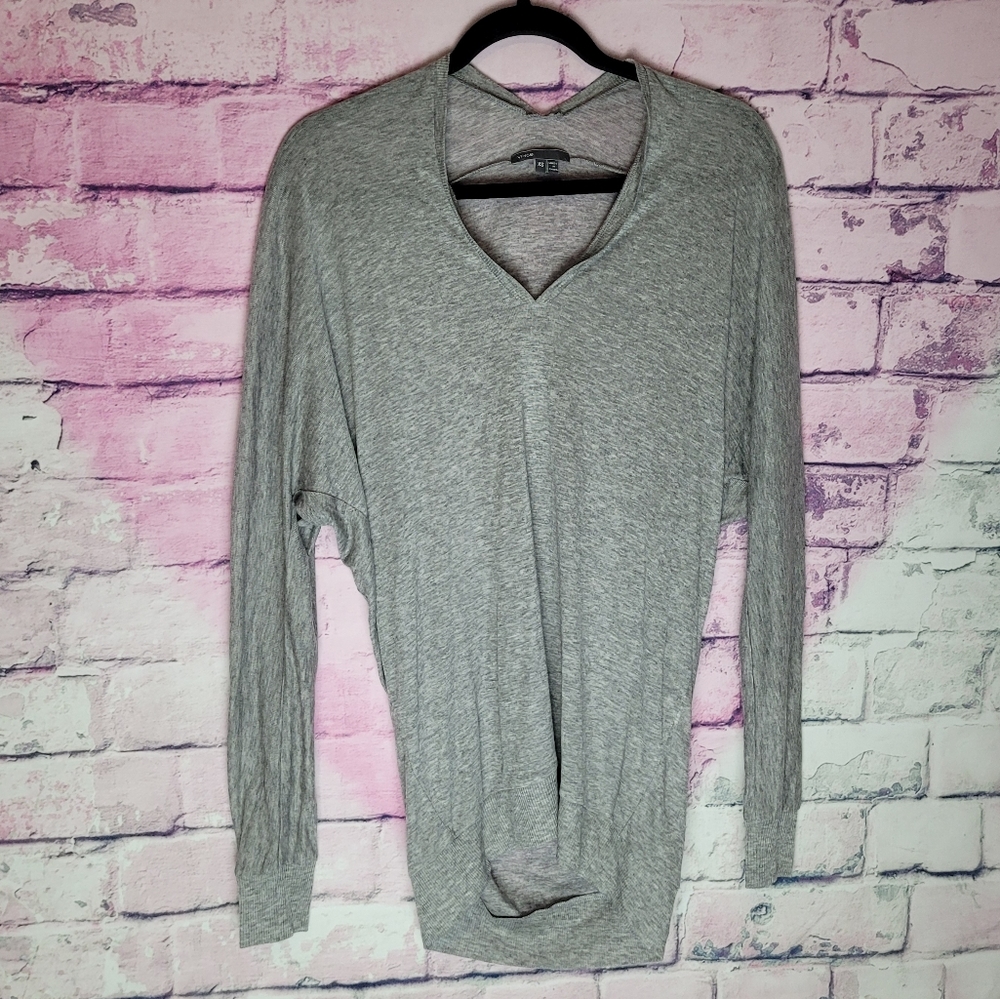 VINCE THIN KNIT BAT WING DOLMAN TENCEL LYOCELL CASHMERE GRAY LS TOP XS